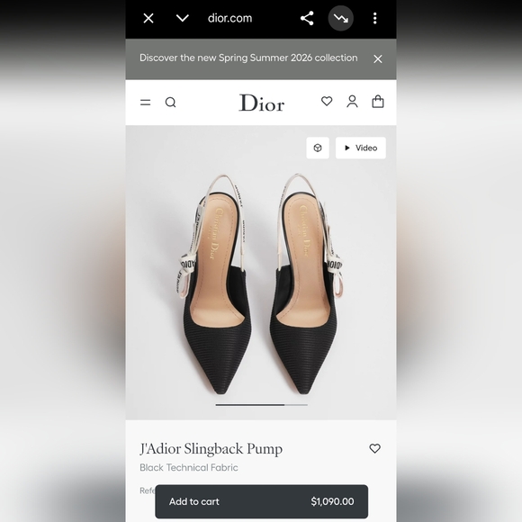 J'Adior Slingback PumpBlack Technical Fabric 37/ US 6.5 - Picture 15 of 17